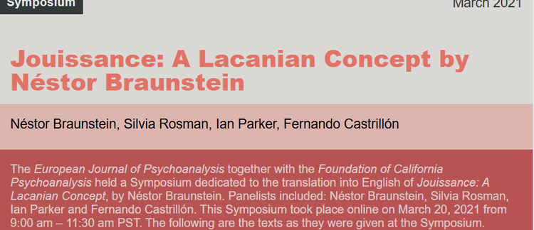Jouissance: A Lacanian Concept by Néstor Braunstein